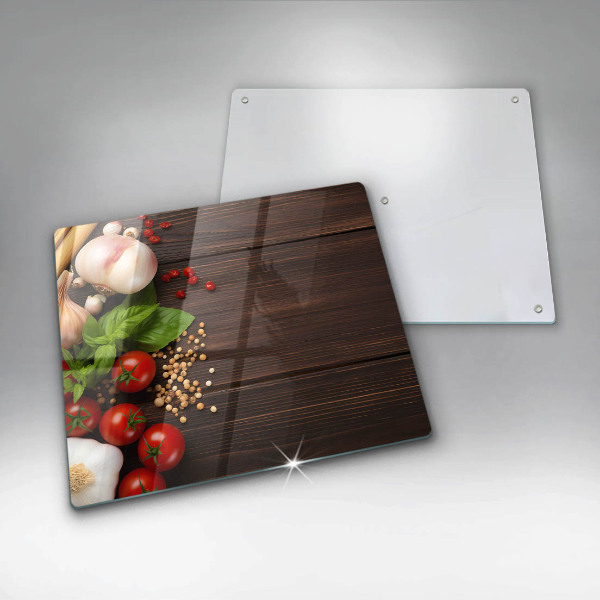 Üveg vágódeszka Zöldségek az asztalon