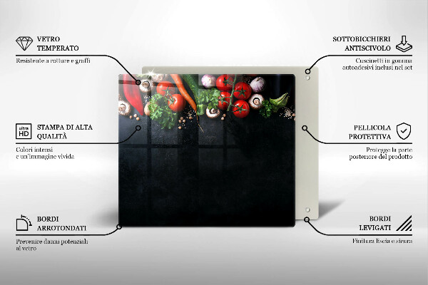 Üveg vágódeszka Színes zöldségek