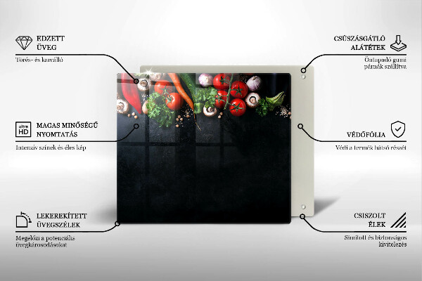 Üveg vágódeszka Színes zöldségek