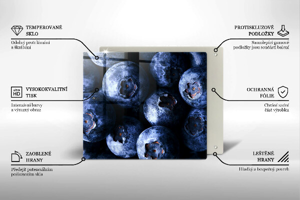 Üveg vágódeszka Közelkép a bogyók