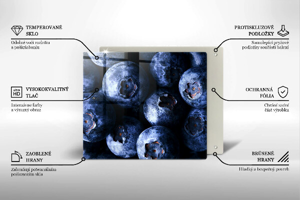 Üveg vágódeszka Közelkép a bogyók