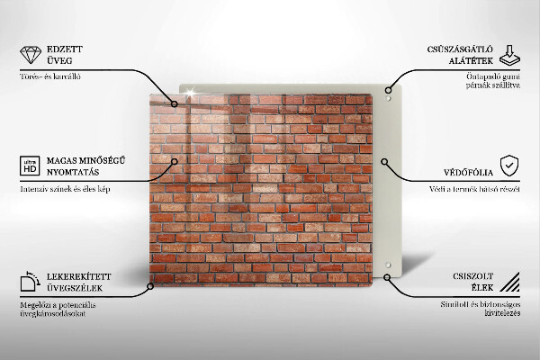 Üveg vágódeszka Téglafal fal