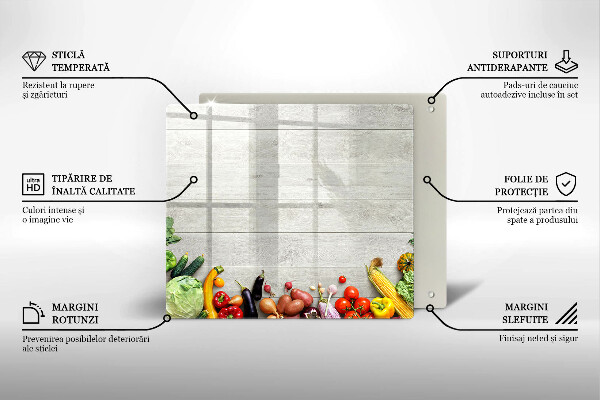 Üveg vágódeszka Zöldségek a táblákon