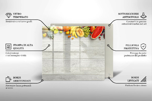 Üveg vágódeszka Gyümölcsök a deszkán