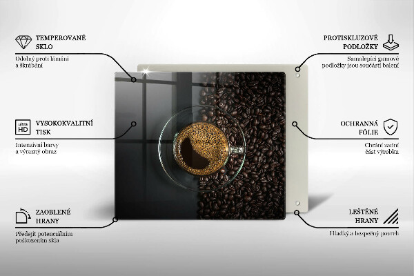 Üveg vágódeszka Kávé és bab