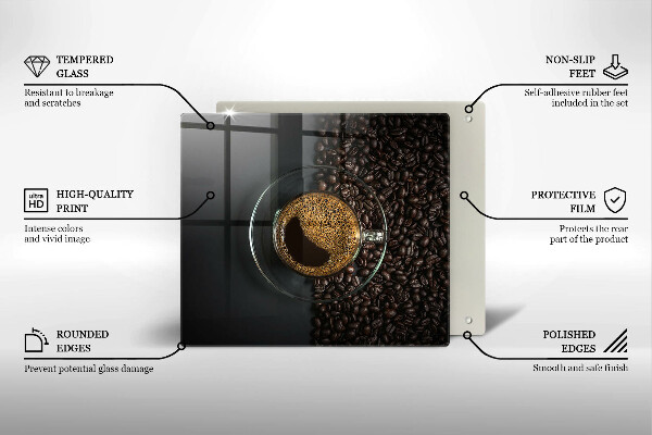 Üveg vágódeszka Kávé és bab