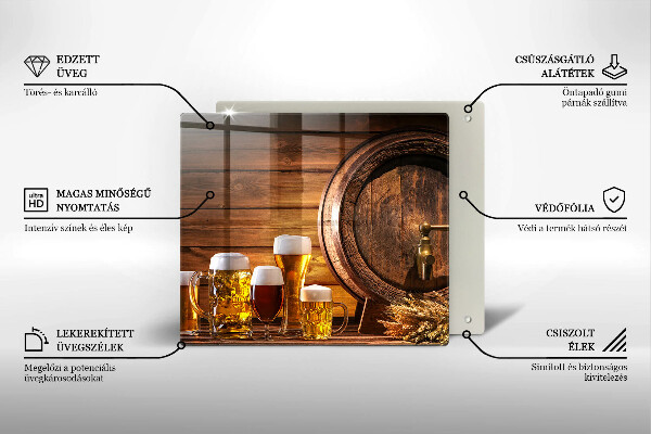 Üveg vágódeszka Hordó sör