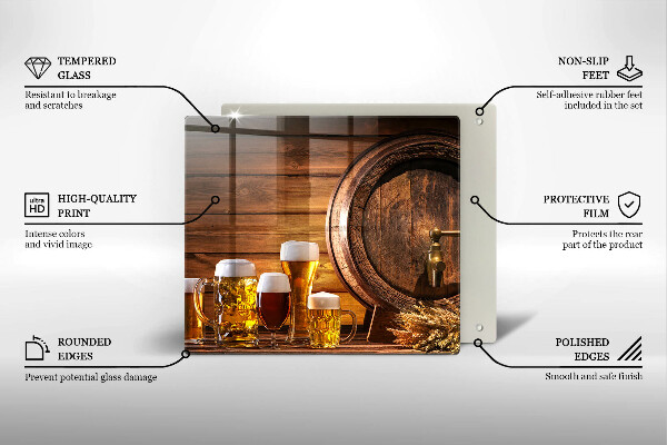 Üveg vágódeszka Hordó sör