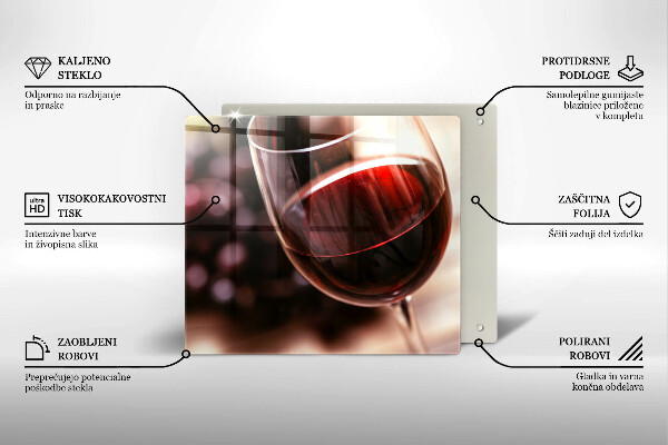 Üveg vágódeszka Egy pohár vörösbor