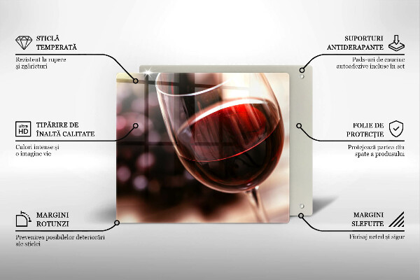 Üveg vágódeszka Egy pohár vörösbor