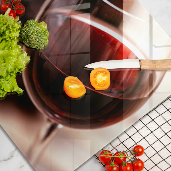 Üveg vágódeszka Egy pohár vörösbor