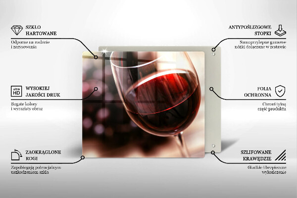 Üveg vágódeszka Egy pohár vörösbor