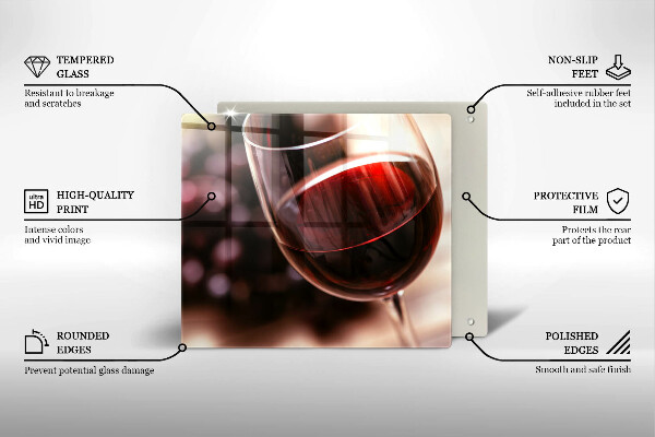Üveg vágódeszka Egy pohár vörösbor