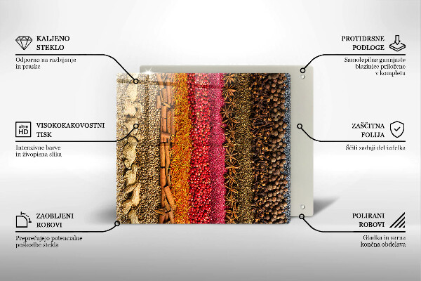 Üveg vágódeszka Színes fűszerek