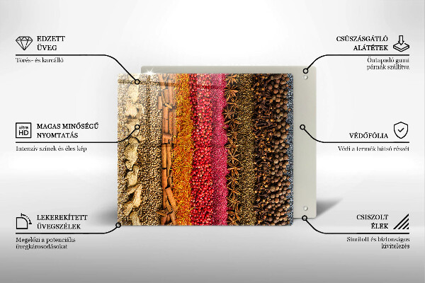 Üveg vágódeszka Színes fűszerek