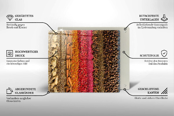 Üveg vágódeszka Színes fűszerek