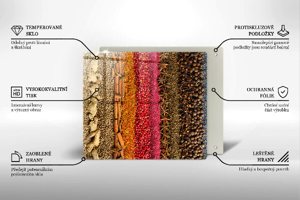 Üveg vágódeszka Színes fűszerek