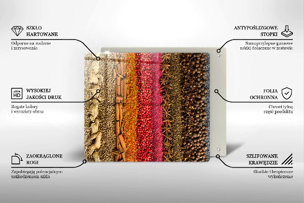 Üveg vágódeszka Színes fűszerek