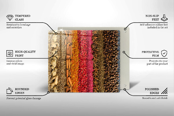 Üveg vágódeszka Színes fűszerek