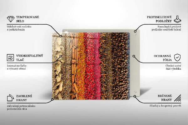 Üveg vágódeszka Színes fűszerek