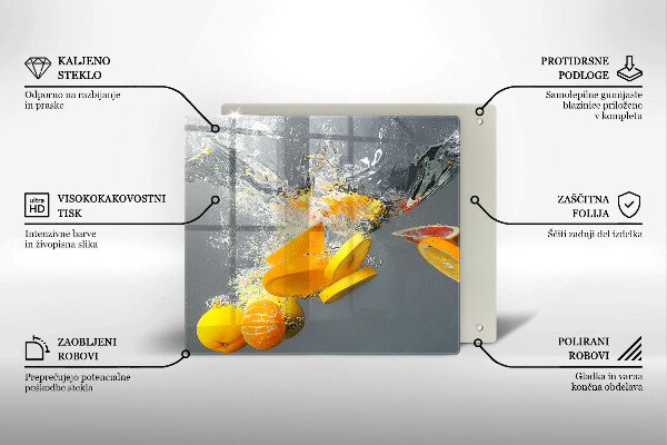 Üveg vágódeszka Citrom vízben