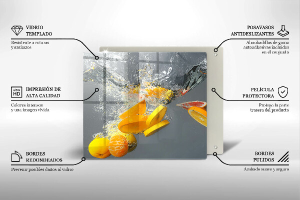 Üveg vágódeszka Citrom vízben