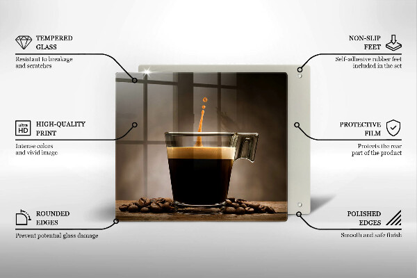 Üveg vágódeszka Üveg és kávébab