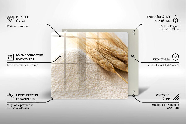 Üveg vágódeszka Liszt és kalászok