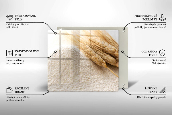 Üveg vágódeszka Liszt és kalászok