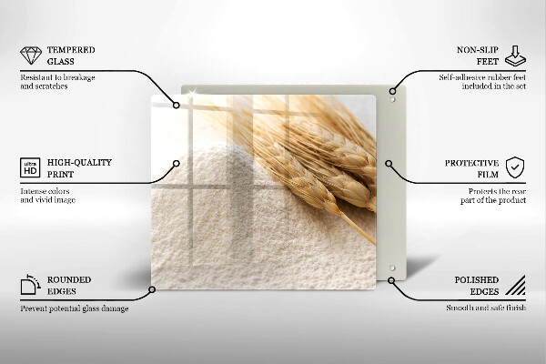 Üveg vágódeszka Liszt és kalászok