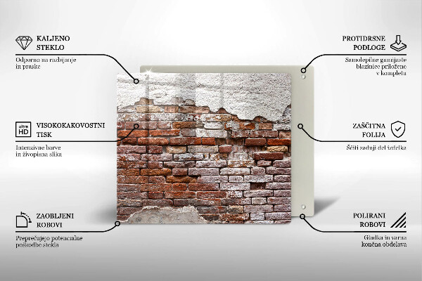 Üveg vágódeszka Régi tégla és beton fal