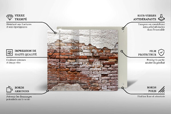 Üveg vágódeszka Régi tégla és beton fal