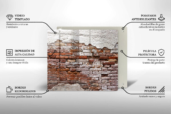 Üveg vágódeszka Régi tégla és beton fal
