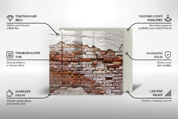 Üveg vágódeszka Régi tégla és beton fal