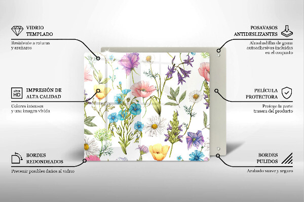 Üveg vágódeszka Virágok illusztráció