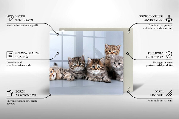 Üveg vágódeszka Édes kis cicák