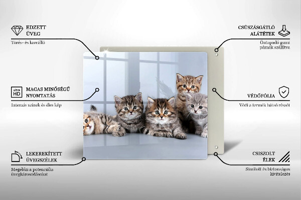 Üveg vágódeszka Édes kis cicák