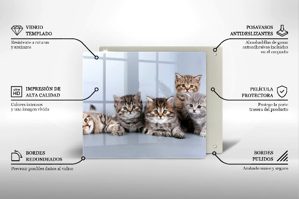 Üveg vágódeszka Édes kis cicák