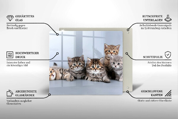 Üveg vágódeszka Édes kis cicák