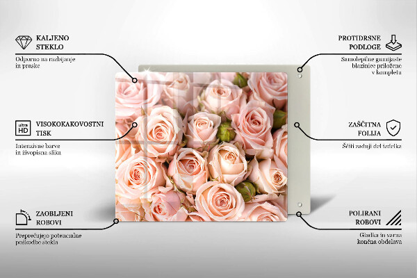 Üveg vágódeszka Csokor finom rózsa