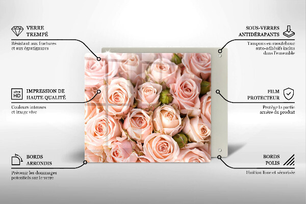 Üveg vágódeszka Csokor finom rózsa