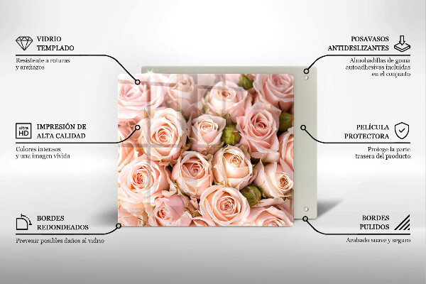 Üveg vágódeszka Csokor finom rózsa