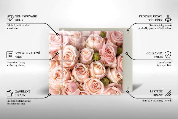 Üveg vágódeszka Csokor finom rózsa