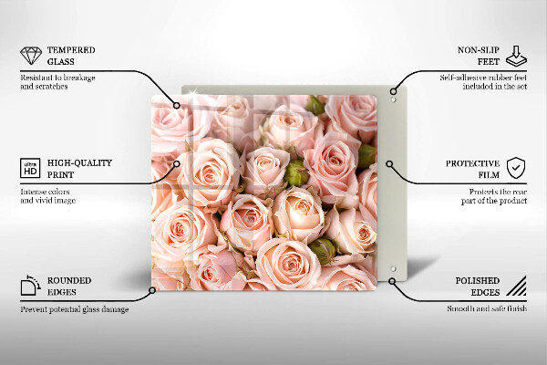 Üveg vágódeszka Csokor finom rózsa