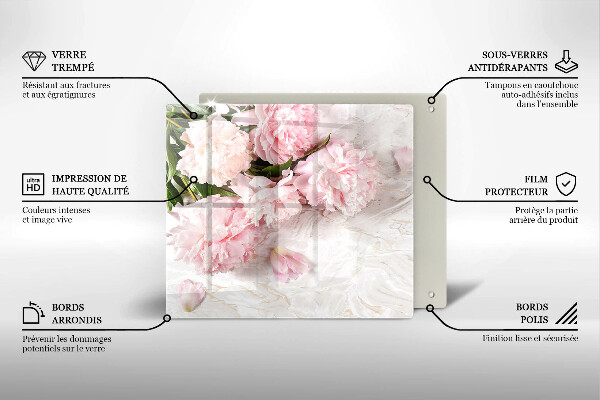 Üveg vágódeszka Finom rózsa virágok