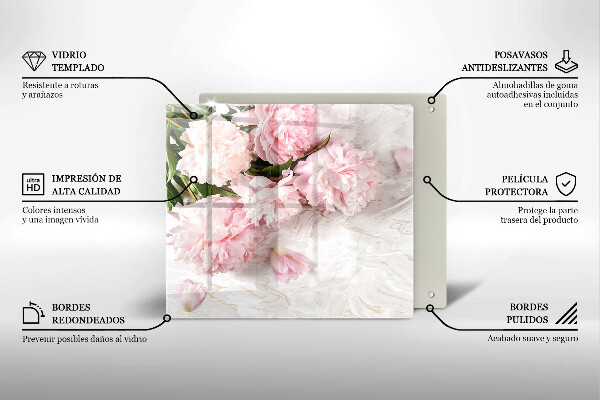 Üveg vágódeszka Finom rózsa virágok