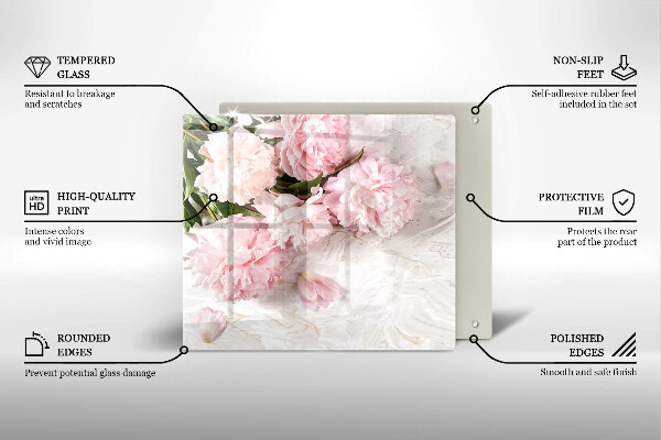 Üveg vágódeszka Finom rózsa virágok