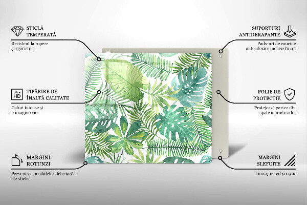 Üveg vágódeszka Akvarell boho levelek