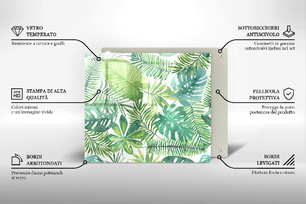 Üveg vágódeszka Akvarell boho levelek