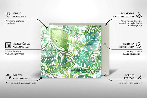 Üveg vágódeszka Akvarell boho levelek